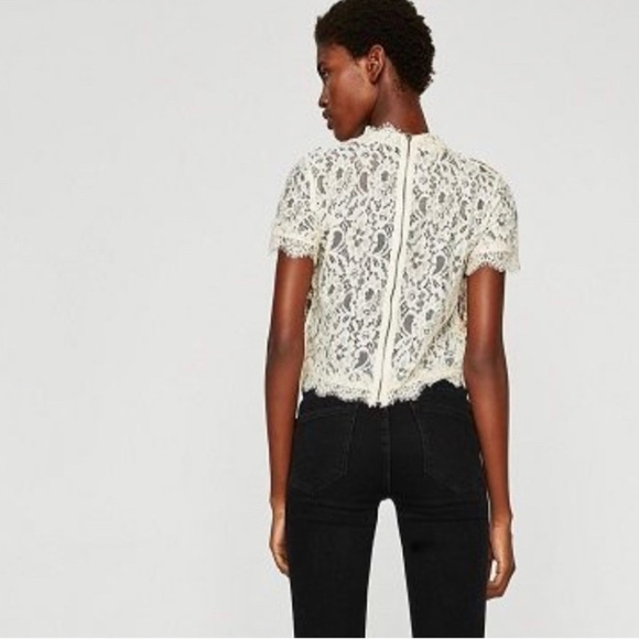 Zara Ecru Multicolored Lace Top Small embroidered - Picture 3 of 13